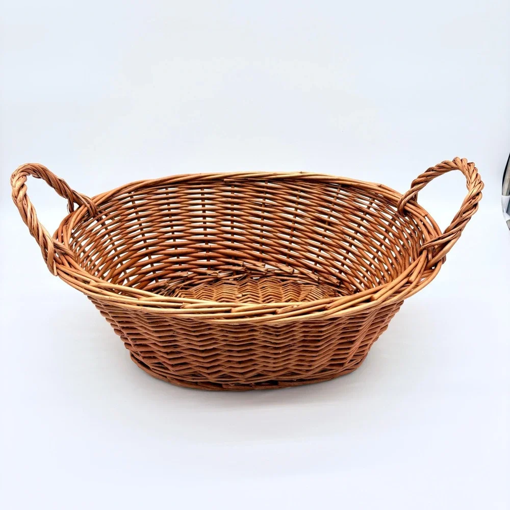Rustic Wicker Gathering Basket Cottagecore Farmhouse Garden Harvest Decor